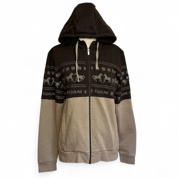 Equiline NILVIAN WOMEN’S ZIP HOODIE WITH WINTER PRINT size XXL - Picture 1 of 16